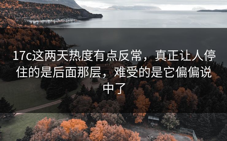 17c这两天热度有点反常，真正让人停住的是后面那层，难受的是它偏偏说中了
