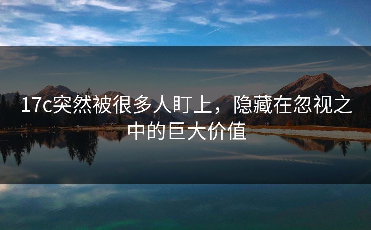 17c突然被很多人盯上，隐藏在忽视之中的巨大价值
