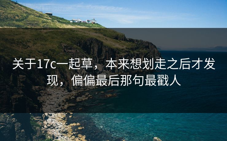 关于17c一起草，本来想划走之后才发现，偏偏最后那句最戳人
