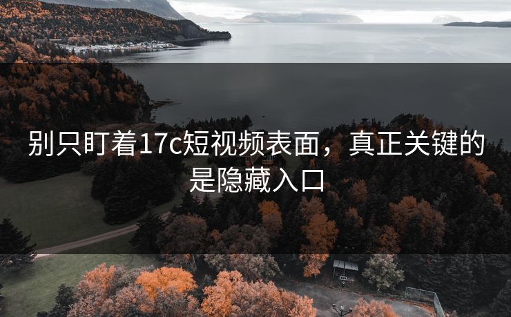 别只盯着17c短视频表面，真正关键的是隐藏入口
