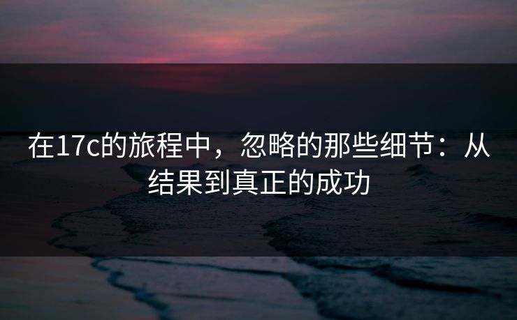 在17c的旅程中，忽略的那些细节：从结果到真正的成功
