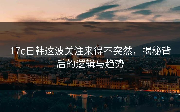 17c日韩这波关注来得不突然，揭秘背后的逻辑与趋势