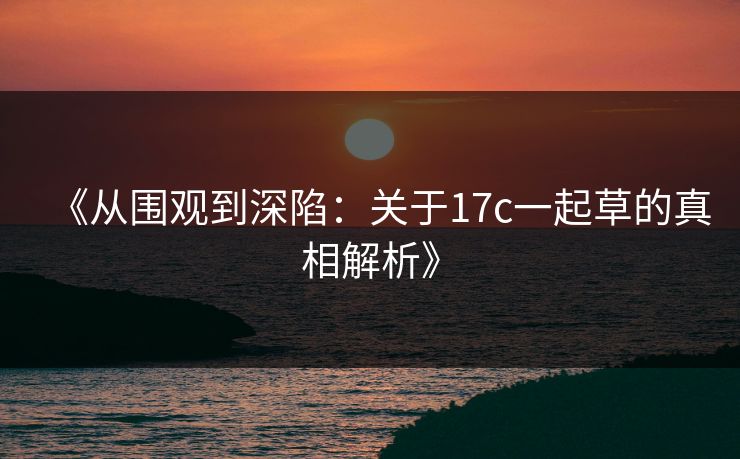 《从围观到深陷：关于17c一起草的真相解析》