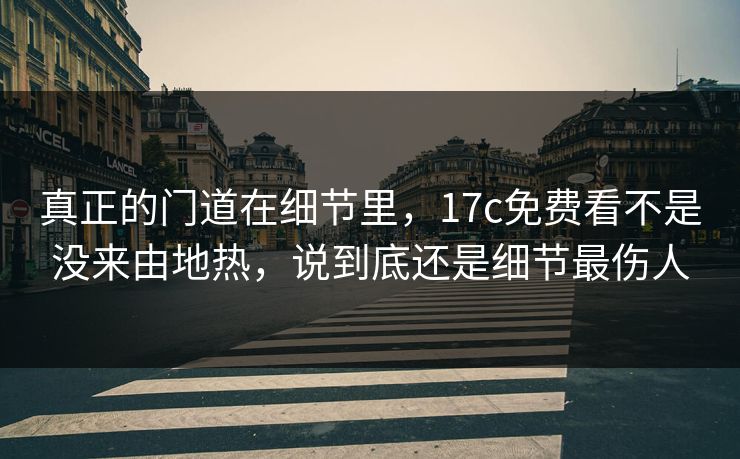 真正的门道在细节里，17c免费看不是没来由地热，说到底还是细节最伤人