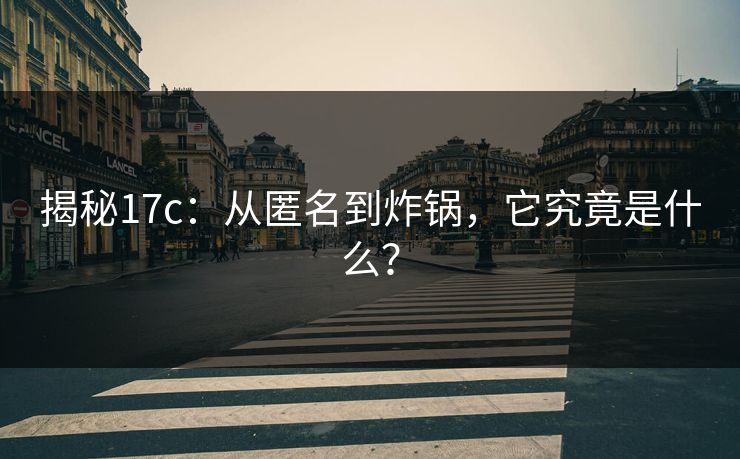 揭秘17c：从匿名到炸锅，它究竟是什么？