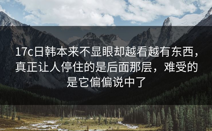 17c日韩本来不显眼却越看越有东西，真正让人停住的是后面那层，难受的是它偏偏说中了