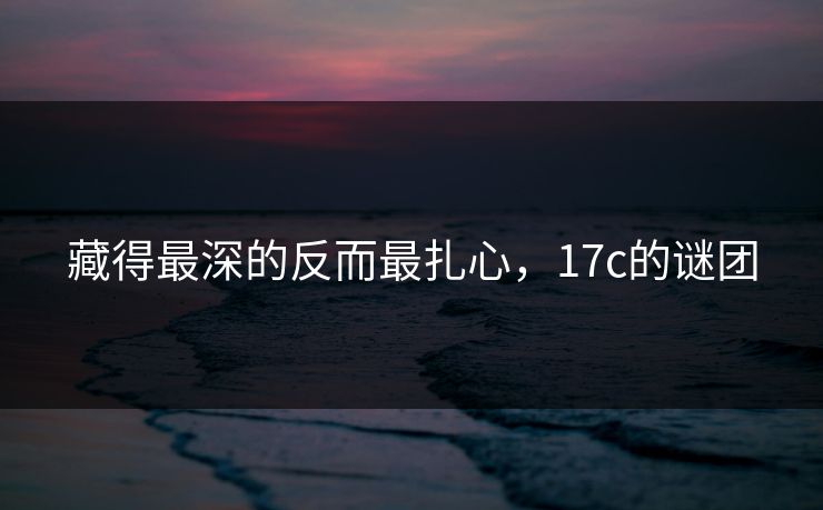 藏得最深的反而最扎心，17c的谜团